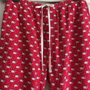 Vineyard Vines Flannel Cotton Whale Print Pajama Lounge Pants Size M Holiday Red